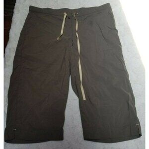 Athleta Womens Activewear Cropped Capri Pants Button Fly Drawstring Medium Brown